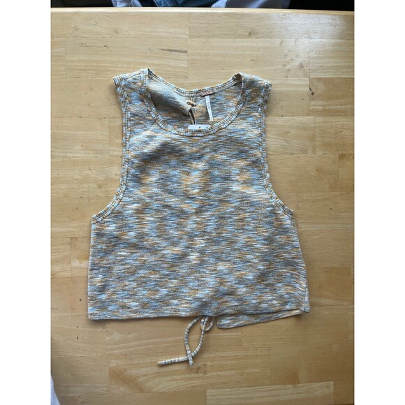 FREE PEOPLE NWT Heathered Tie Back Knit Tank Blouse Small - Picture 1 of 3